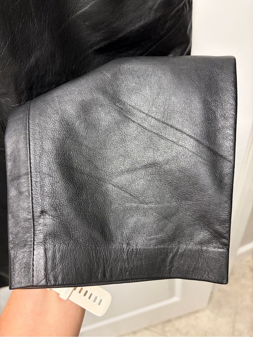 Vintage NWT Spiegel Black Straight-Leg Leather Pants - Picture 5 of 9